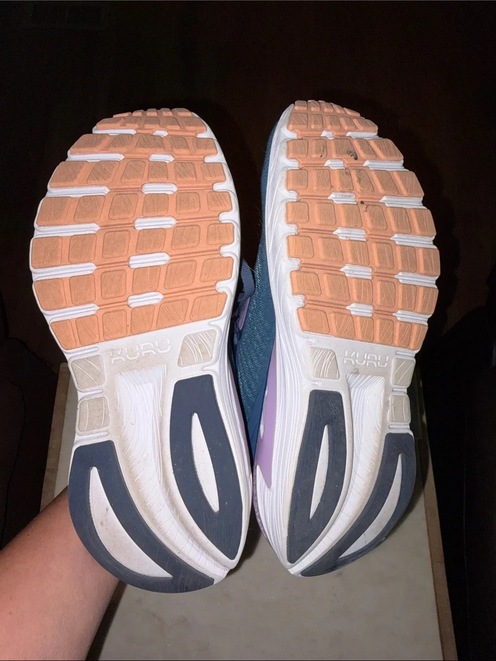 KURU Teal Navy Blue Sneakers with Lavender and Peach Accents